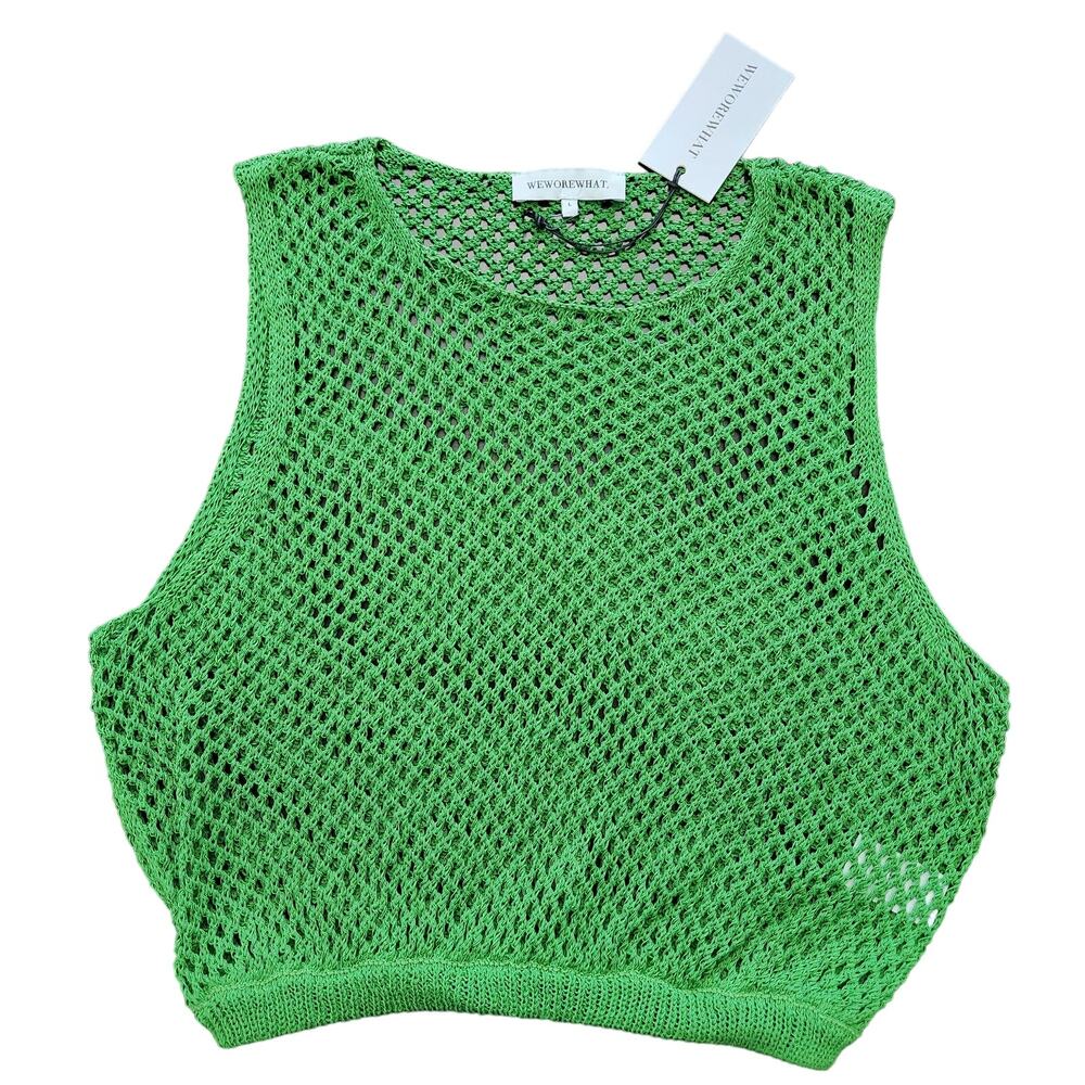 NWT WeWoreWhat Crochet Ruched Crop Top Size Large